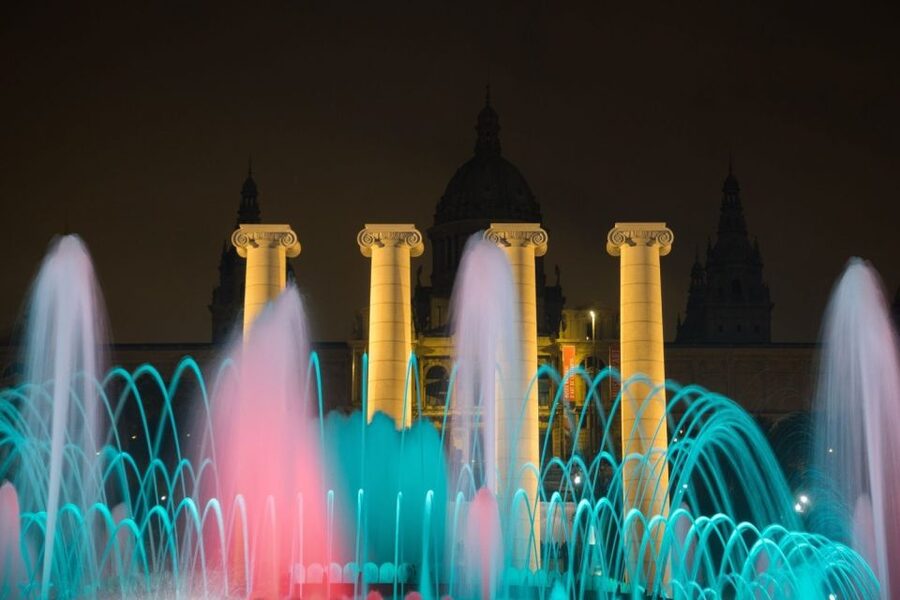 Barcelona Cable Car Sky Views, Magic Fountain & Castle Visit - Raval Walking and the Botero Cat Statue Photo Moment