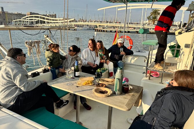 Barcelona Private Catamaran, Snacks and Cava, Sunset Option - Most of the time on the Mediterranean Sea net and snacks