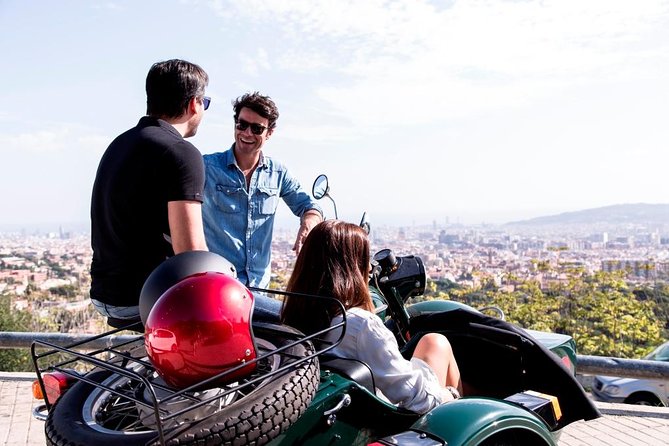Barcelona Private Tour by Sidecar Motorcycle - Old Port, Columbus Monument, and La Rambla from the road