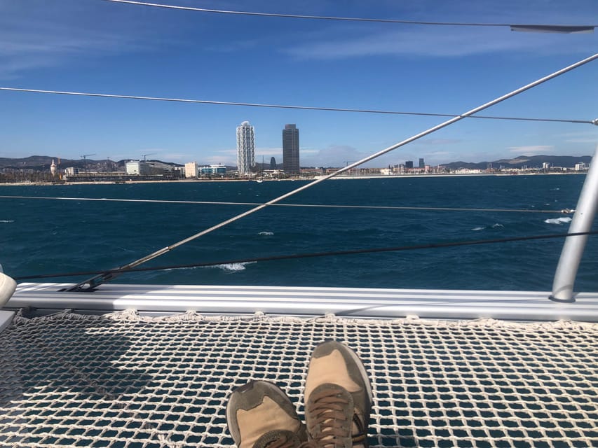 Barcelona: Shared cruise on a catamaran Drink+Local Tapa - From Hotel W to the Sagrada Familia, the landmarks you can actually spot