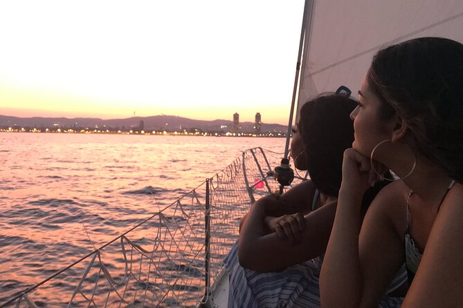 Barcelona Sunset Private Sailing & Live Spanish Guitar & open Bar - Port Vell, the Old Harbor glow-up from the sea
