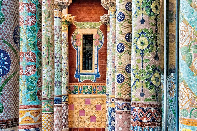 Palau de la Musica Catalana Guided Tour - Lluis Millet Hall, light through windows and mosaics that nod to nature