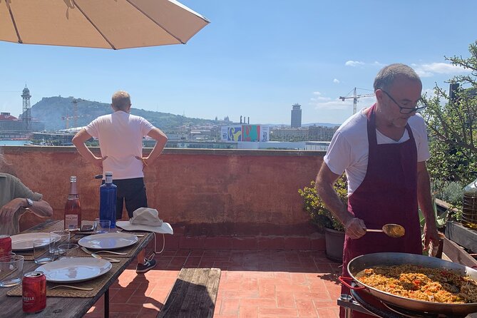 Rooftop Paella Seafood Cooking Class Experience in Barcelona - The welcome: sparkling wine first, food later